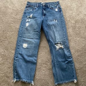 wide leg ripped jeans